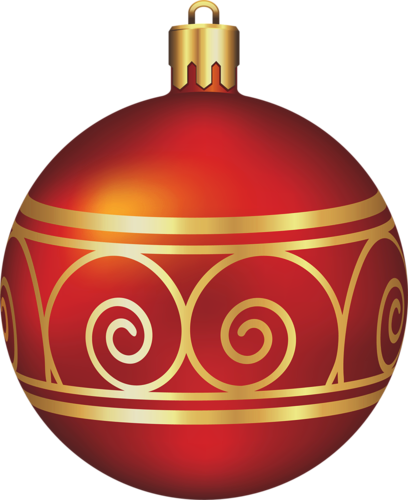 Large Transparent Red And Gold Christmas Ball - Bola De Navidad Png (408x500)