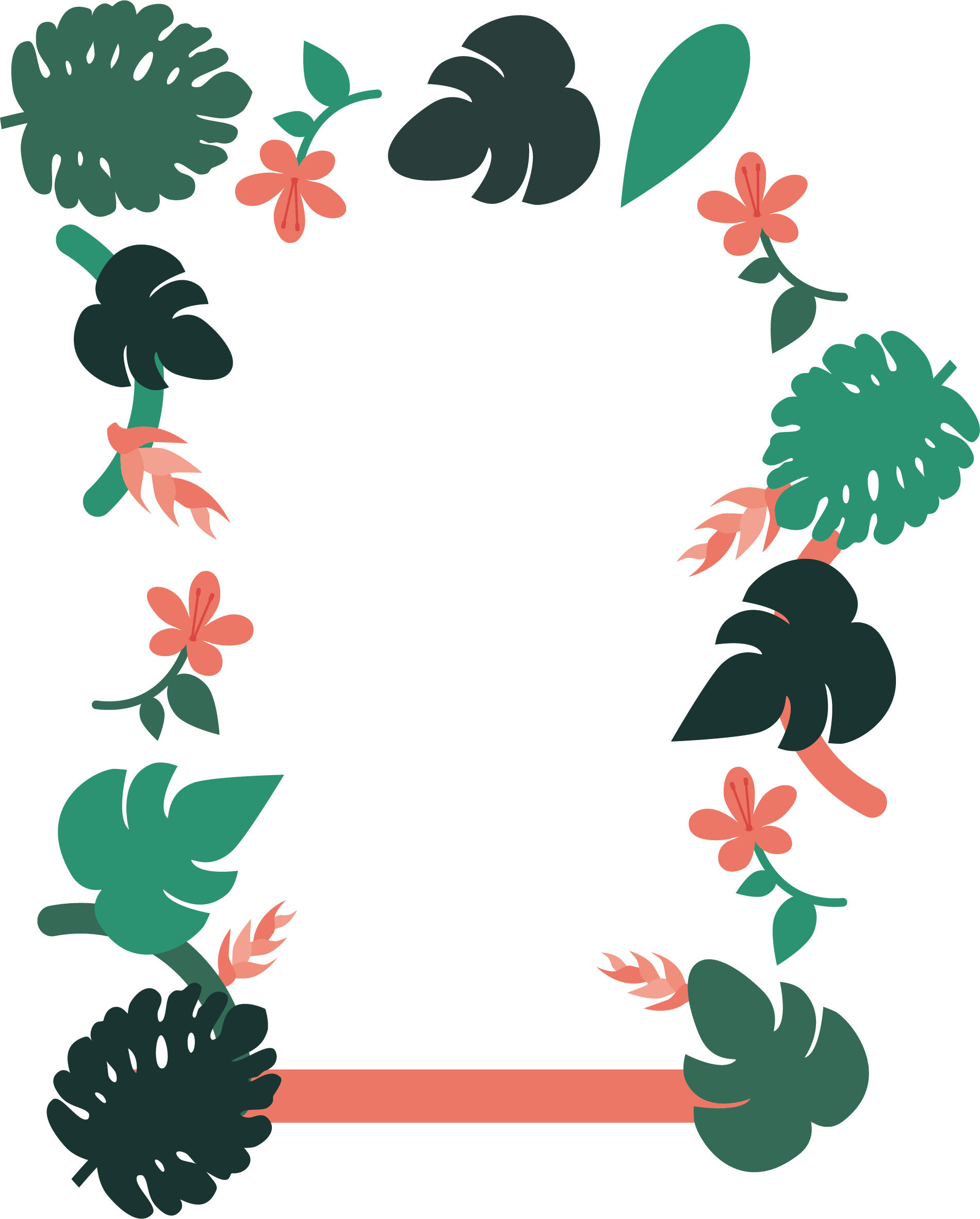 Green Banana Leaves Border - Leaf (1900x2362)