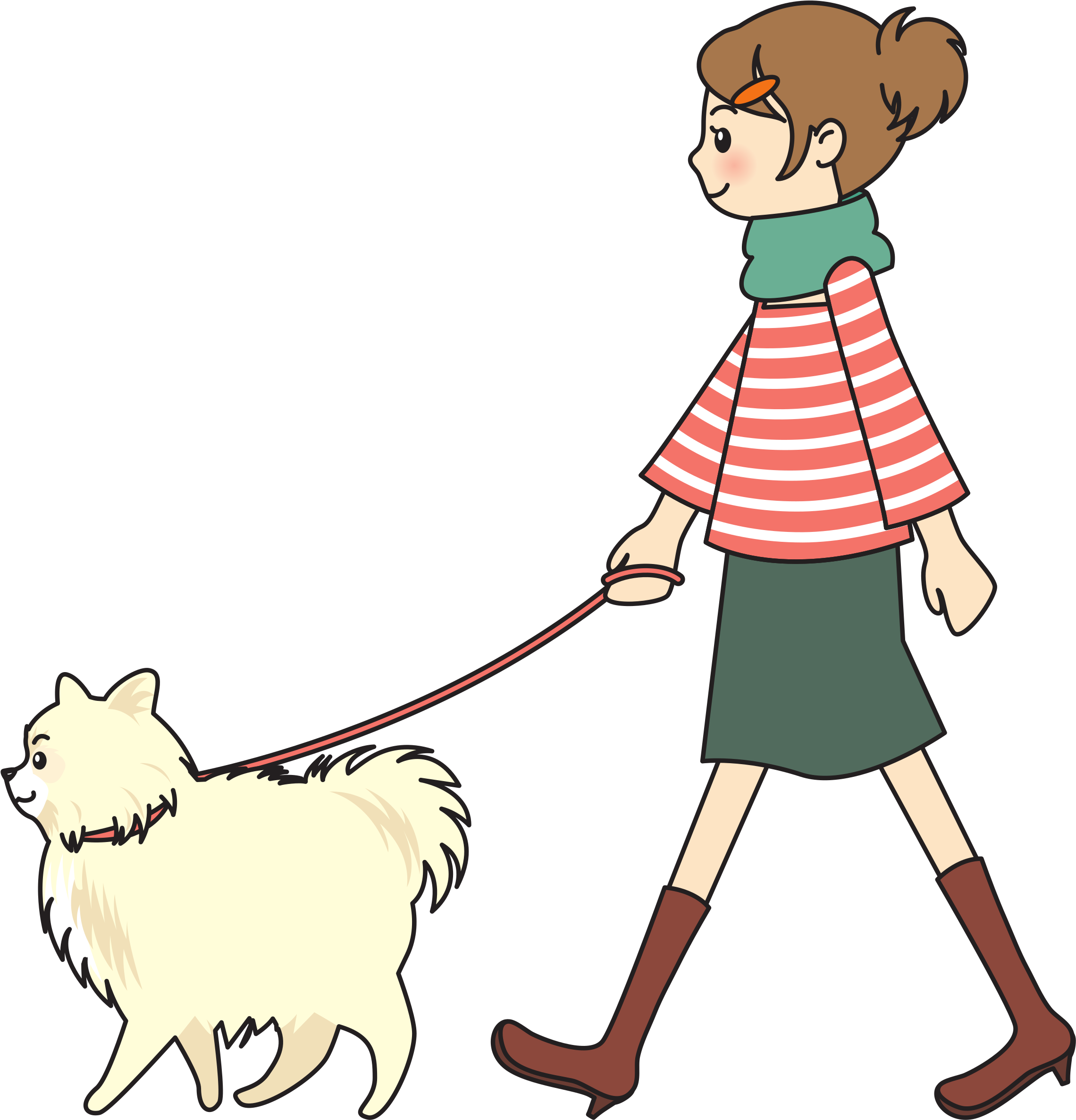 This Free Icons Png Design Of Woman Walking A Dog - Walking The Dog Clipart (2307x2400)