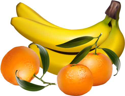 Bananas And Tangerines Png Clipart Frutas Pinterest - Orange And Banana Clipart (500x382)