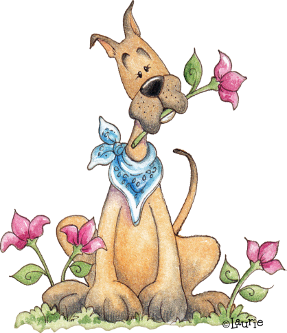 Greatdane - Dog With Flower Clipart (418x484)