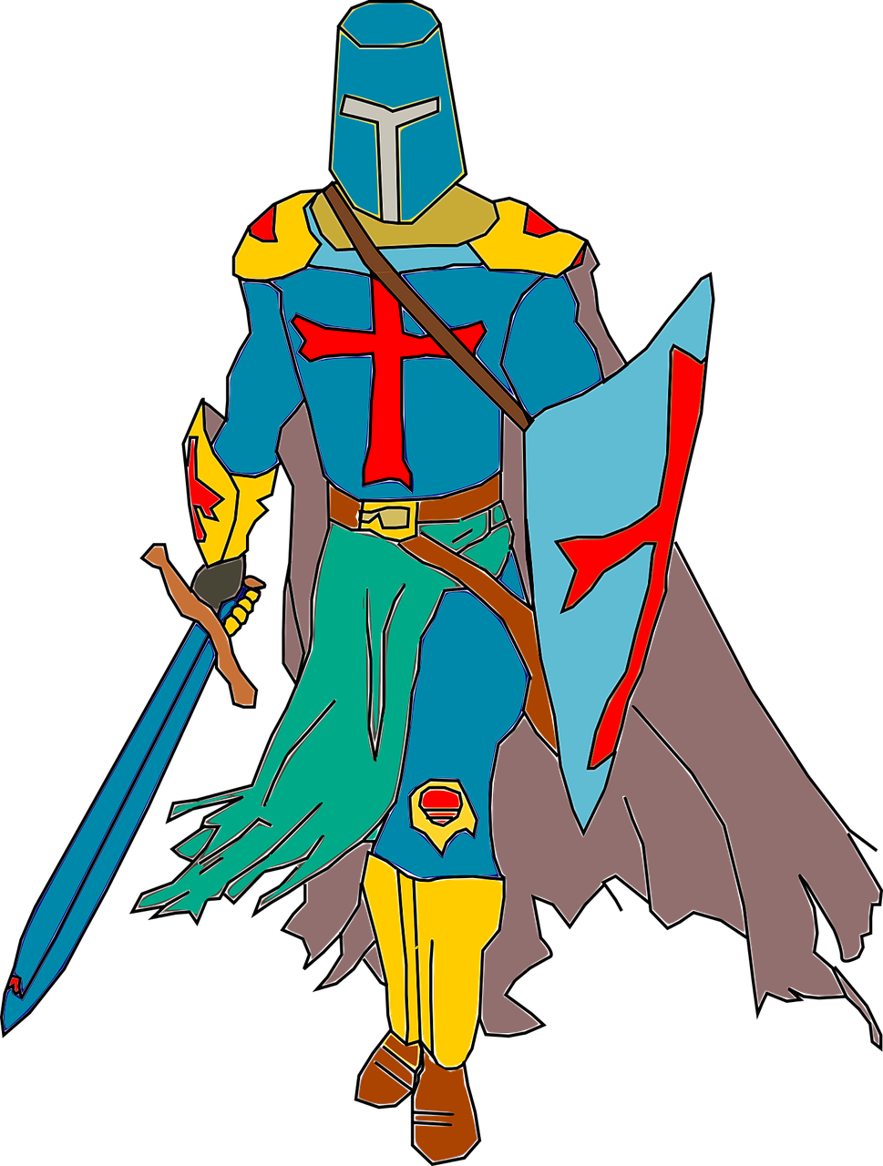 Knight Clipart Battle Pencil And In Color Knight - Haçlı Asker Png (969x1280)
