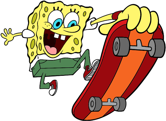 Spongebob, Garry Spongebob Chasing Jellyfish Spongebob - Spongebob On A Skateboard (551x405)