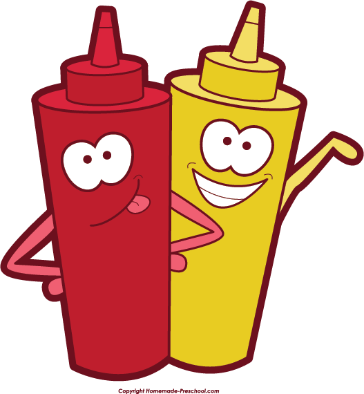 Free Bbq Clipart - Ketchup And Mustard Cartoon (527x570)