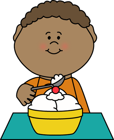 Boy Eating Vanilla Ice Cream - Eating Ice Cream Clipart (367x450)