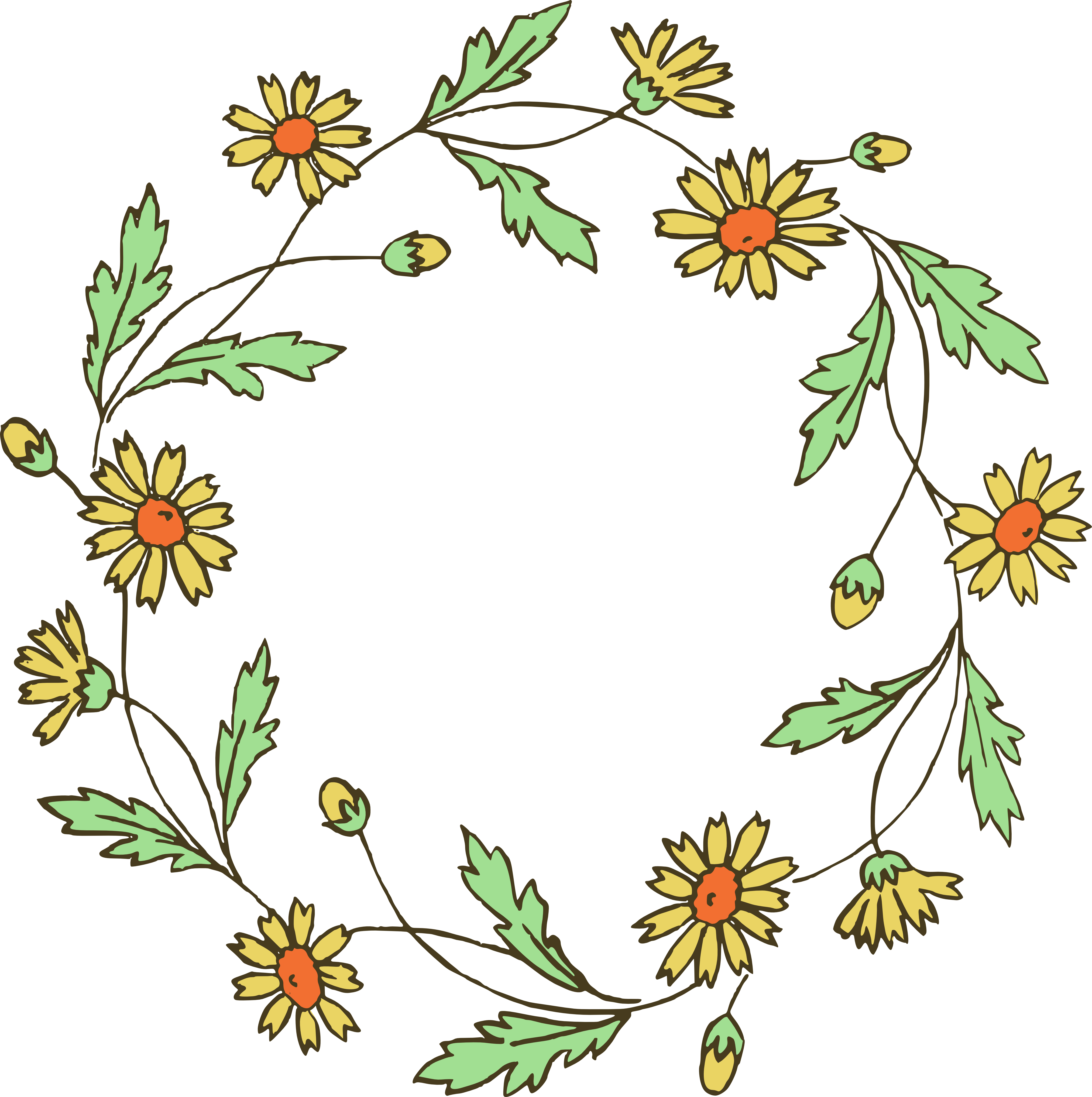 Floral Wreath Clip Art & Vector Images - Simple Tumblr Flower Drawings (4686x4707)