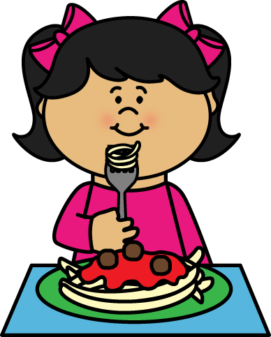 Kid Eating Spaghetti - Kid Eating Clipart (388x483)