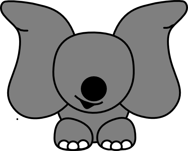 Grey Elephant Finger Puppet Clip Art - Cartoon Hippo Shower Curtain (600x483)