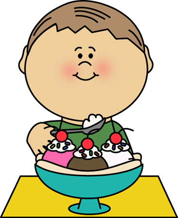 Eating Banana Split Clip Art - Boy Eating Ice Cream Clip Art (366x450)