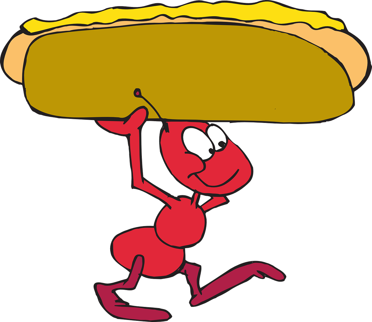 Ant - Cartoon Ant Carrying Food (1280x1108)
