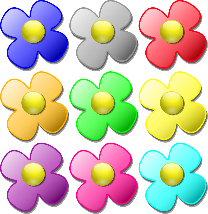 Game Marbles Flowers Medium 600pixel Clipart, Vector - Colorful Flower Pattern Shower Curtain (873x900)