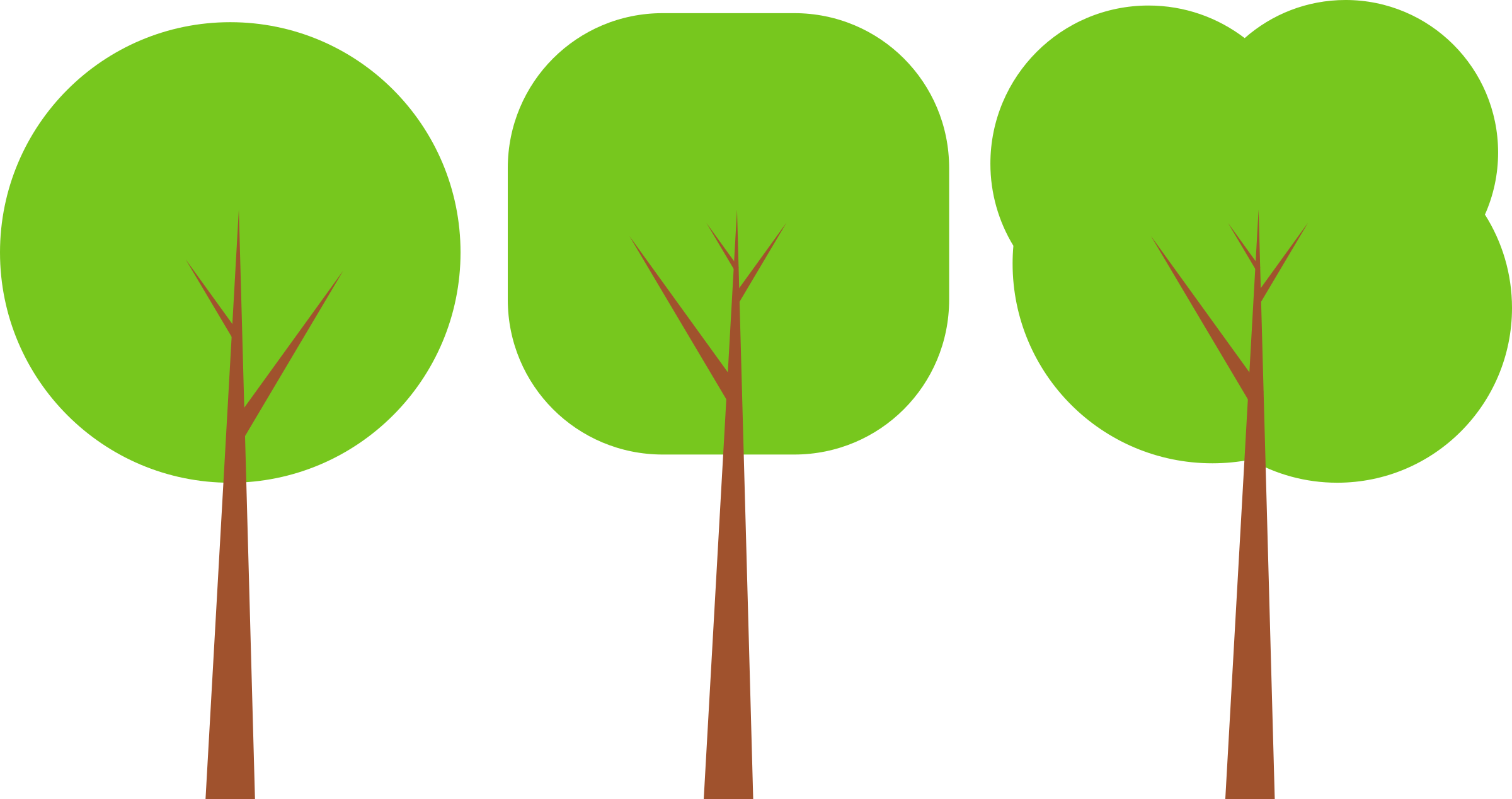Tree - Cartoon Trees In A Row (2400x1268)