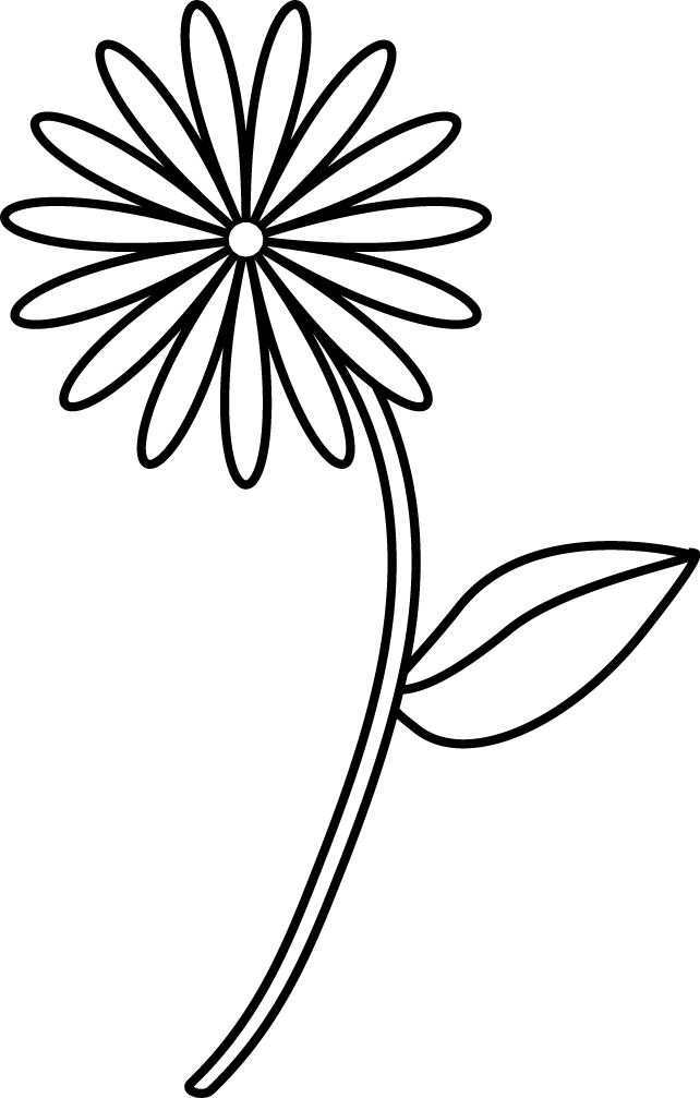 Simple Flower Coloring Page - Easy Flower Line Drawing (642x1007)