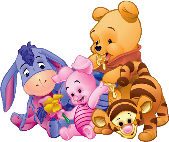 Baby Shower Animal Prints Candy Bag Label All Colors - Pooh Bear And Friends (600x512)