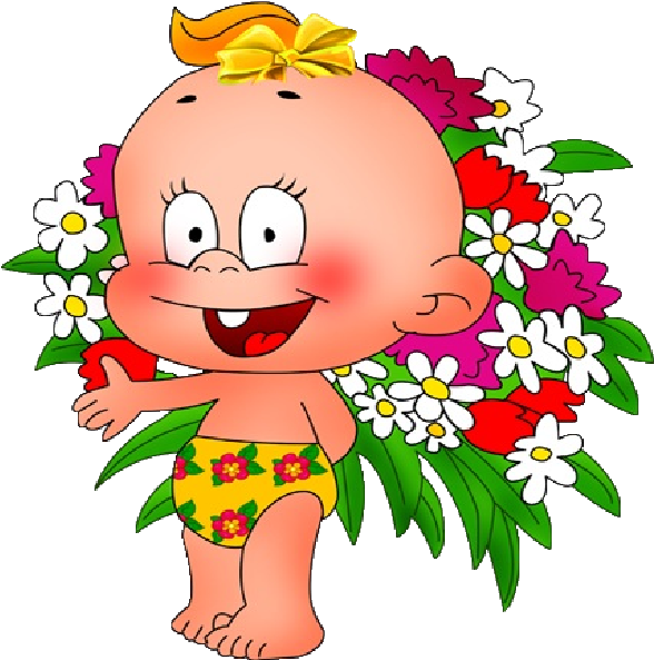 Cute Baby With Flowers Cartoon Clip Art Images Are - Cartoons Flowers (600x600)