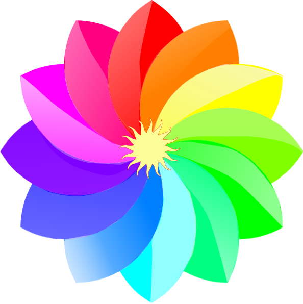 Rainbow Flower Clipart (594x596)