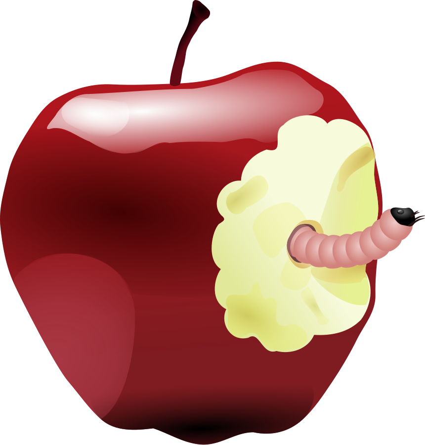 Apple With Worm Dan Clip Art - Bitten Apple (860x900)