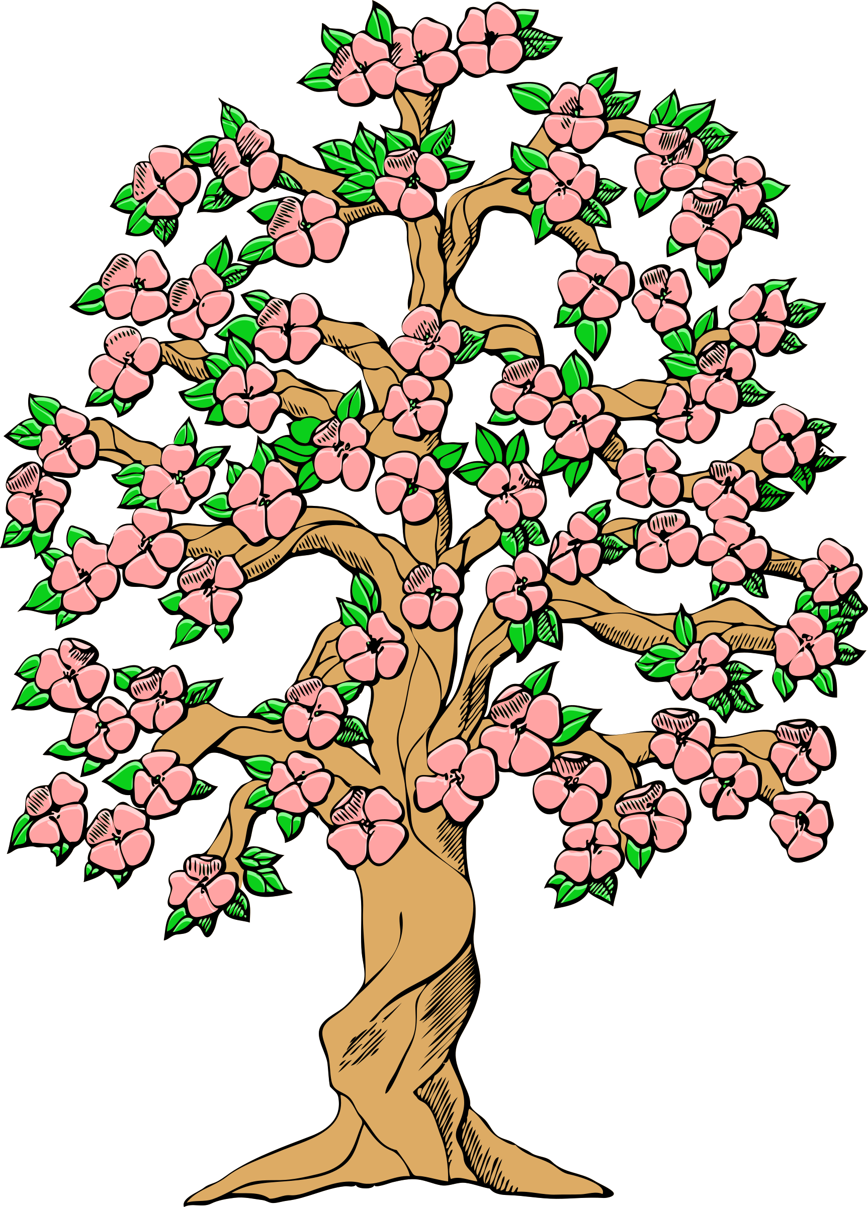 Clipart - Spring Flowers Tree Clip Art (1726x2400)