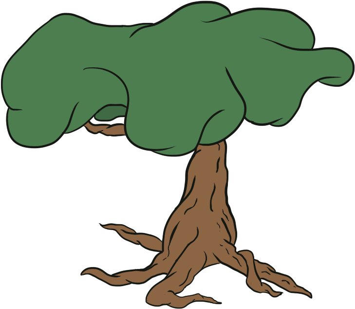 To Make The Trees I Use The Software Sai - Cartoon (1000x1000)