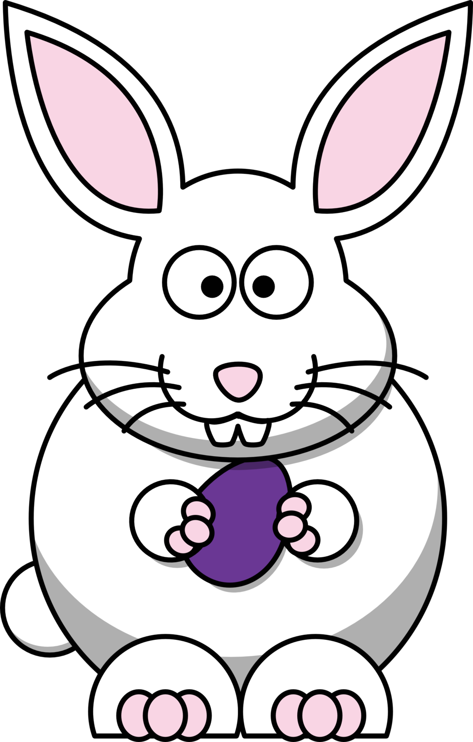 Smiling Bunny Clip Art - White Easter Bunny Shower Curtain (999x1567)