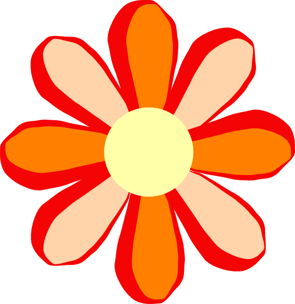 Pink Flowers Cartoon Drawing Clip Art - Red Orange Flower Clip Art (582x599)