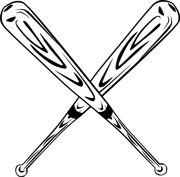 Crossed Bats Clip Art - Crossed Baseball Bat Clip Art (600x591)