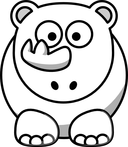 Rhino Outline Clip Art At - Cartoon Hippo (516x593)