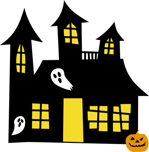 Haunted House Drawing Public Domain Vectors - Clip Art Haunted House (490x500)