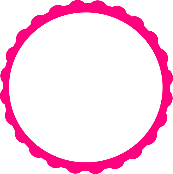 Pink Scallop Clip Art - Scalloped Circle Frame Clip Art Pink (594x600)
