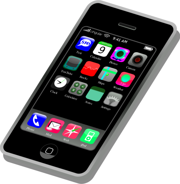 Smartphone - App - Clipart - Cell Phone Clipart (600x613)