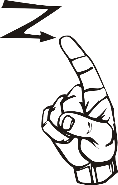 Free Vector Sign Language Z Clip Art - Sign Language For Z (378x593)