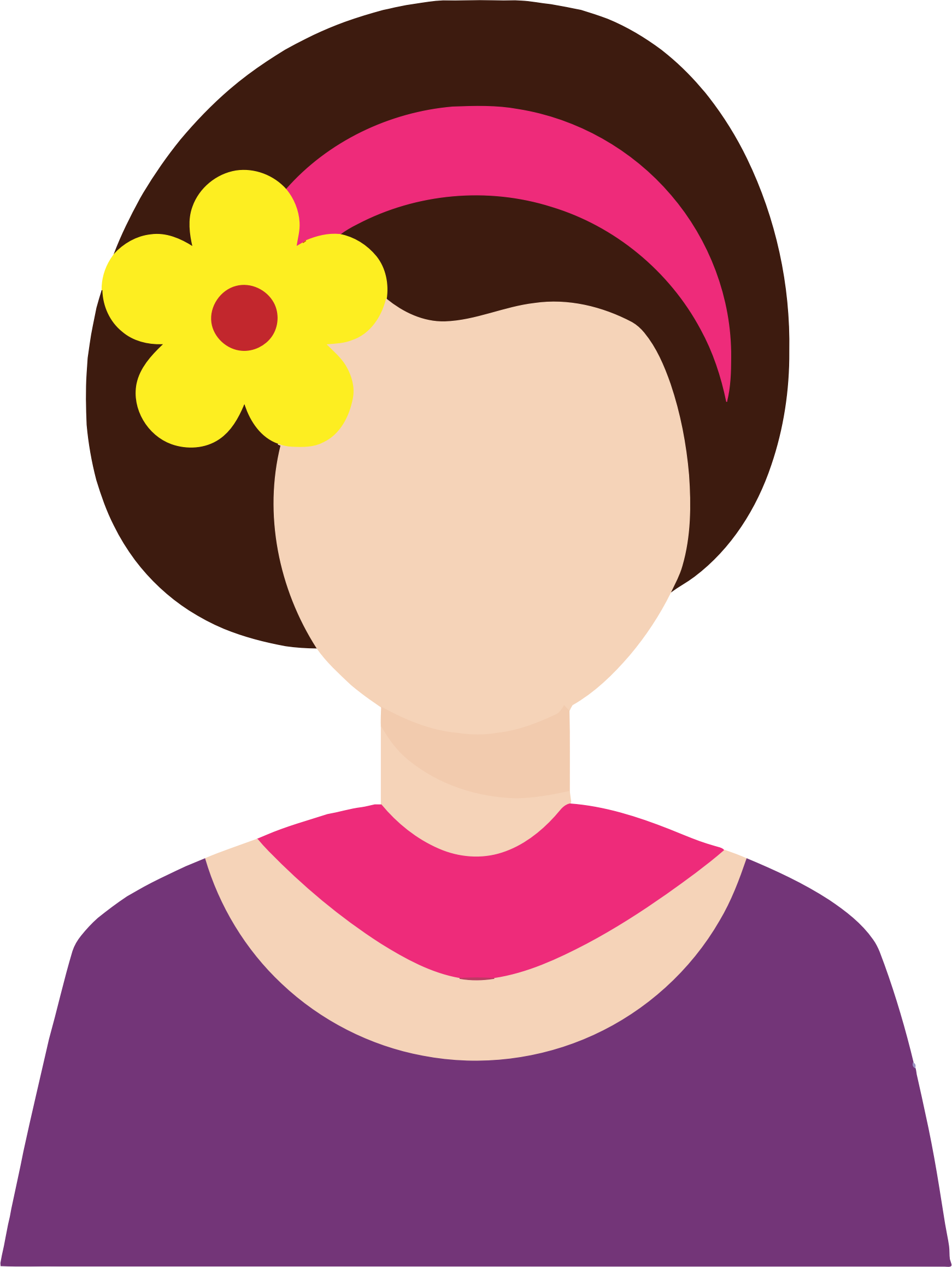 Avatar Clip - Flower On Hair Cartoon (1742x2318)