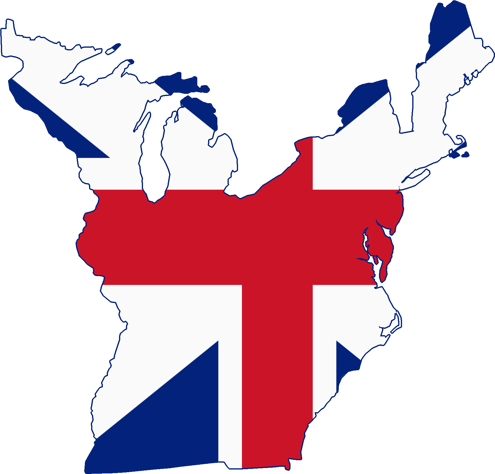 Flag Map Of The Greater Thirteen Colonies - Flag Map Of Greater (2000x1634)