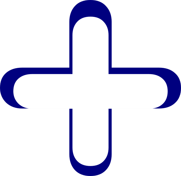 White And Blue Addition Symbol Clip Art - Addition Symbol (600x584)