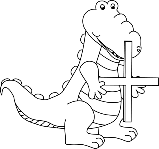 Black And White Alligator Holding An Addition Symbol - Addition Black And White (550x514)