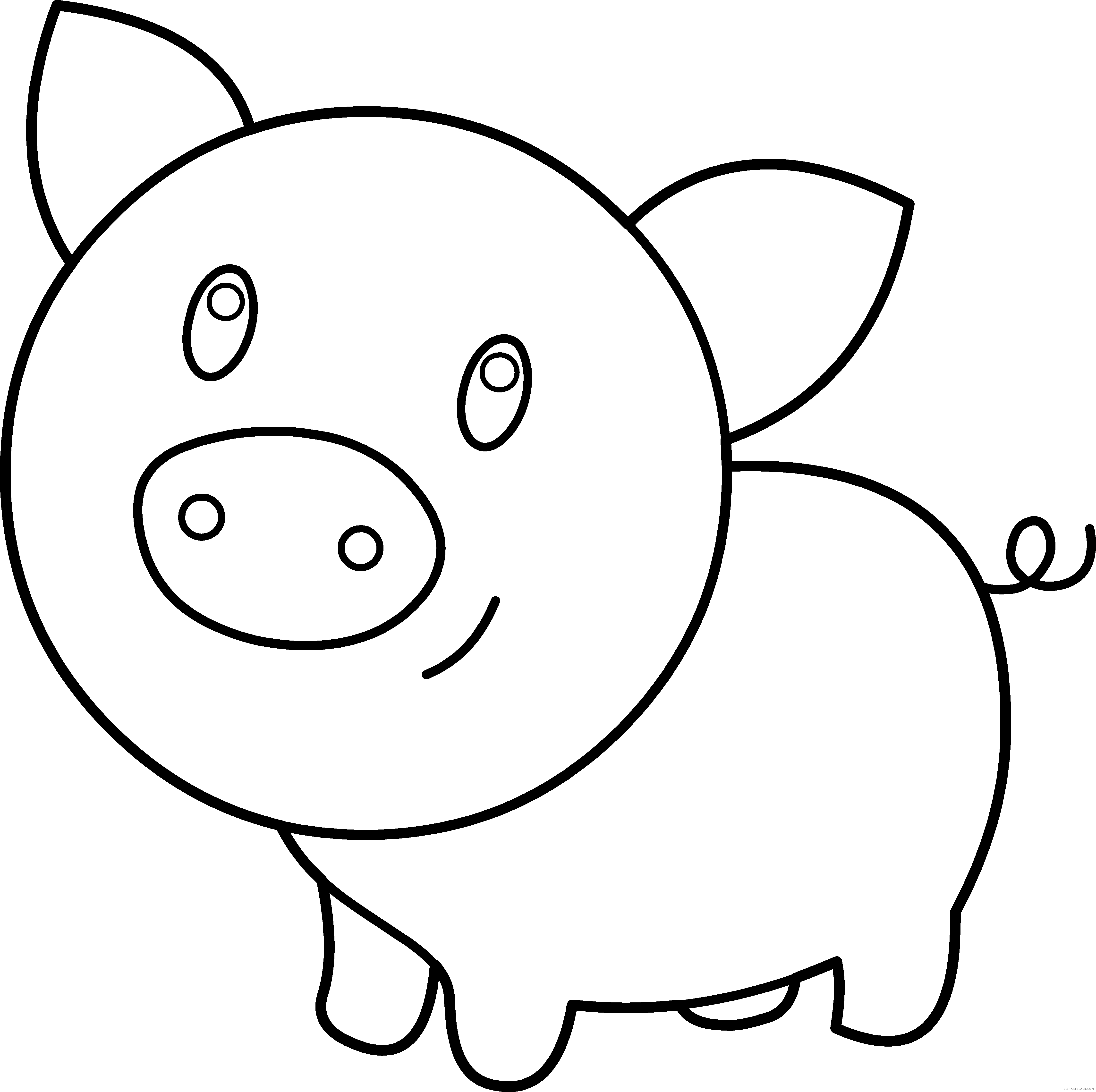 Pen Color Page Clipart Clipart Kid - Pig Clipart Black And White (4513x4497)
