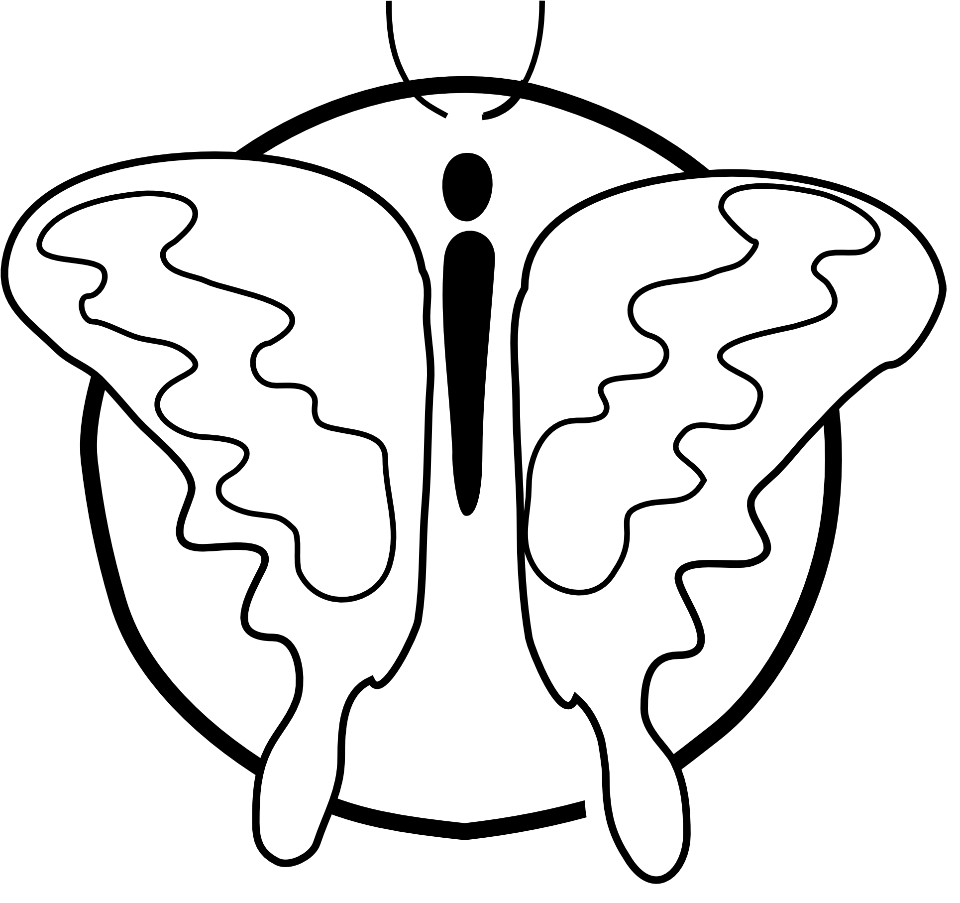 Butterfly 44 Black White Line Art Svg Inkscape Adobe - Coloring Book (1969x1868)
