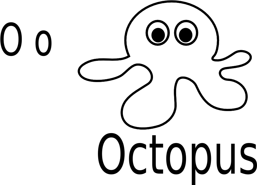 Animal Line Art - O For Octopus (999x706)