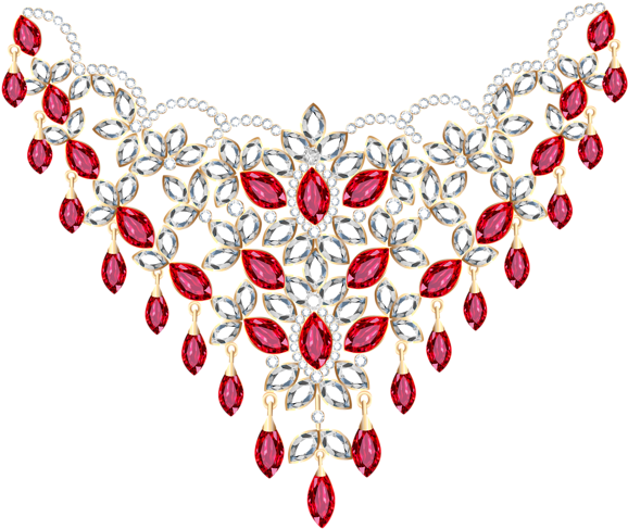 Transparent Diamond And Ruby Necklace Png Clipart - Necklace Png Clipart (600x497)