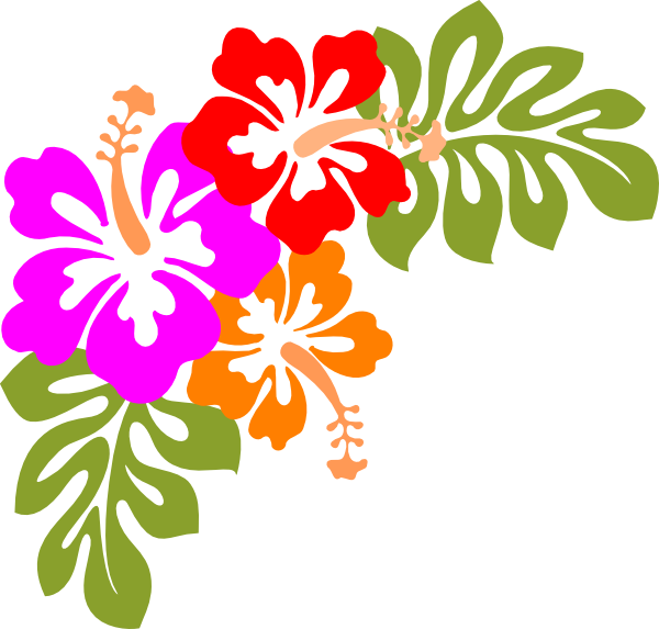 Compass Lodge Luau - Black And White Hawaiian Flower Clipart (600x573)