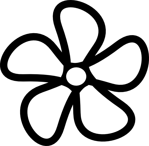 Flower Clip Art - Flower Clipart Black And White Outline (600x590)