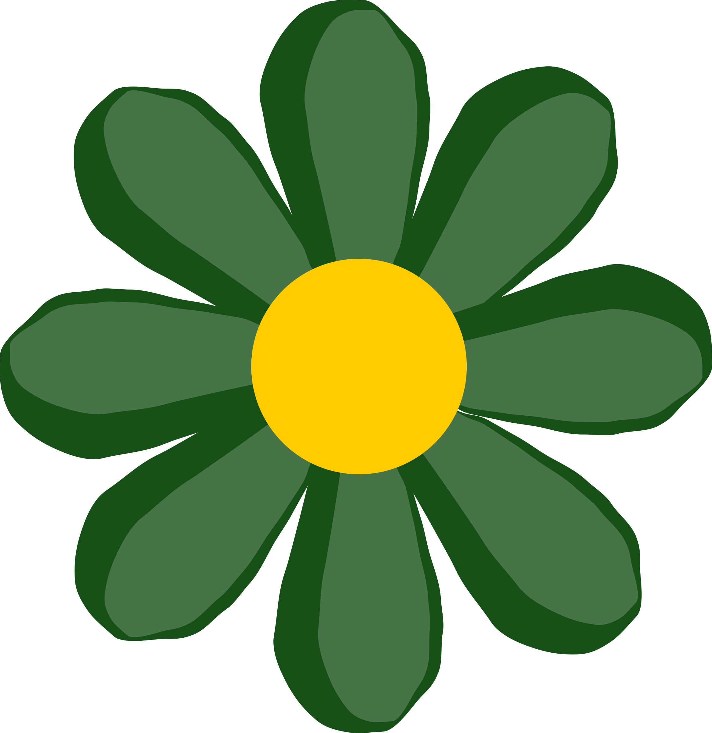 Big Image - Green Flower Clip Art (2331x2400)