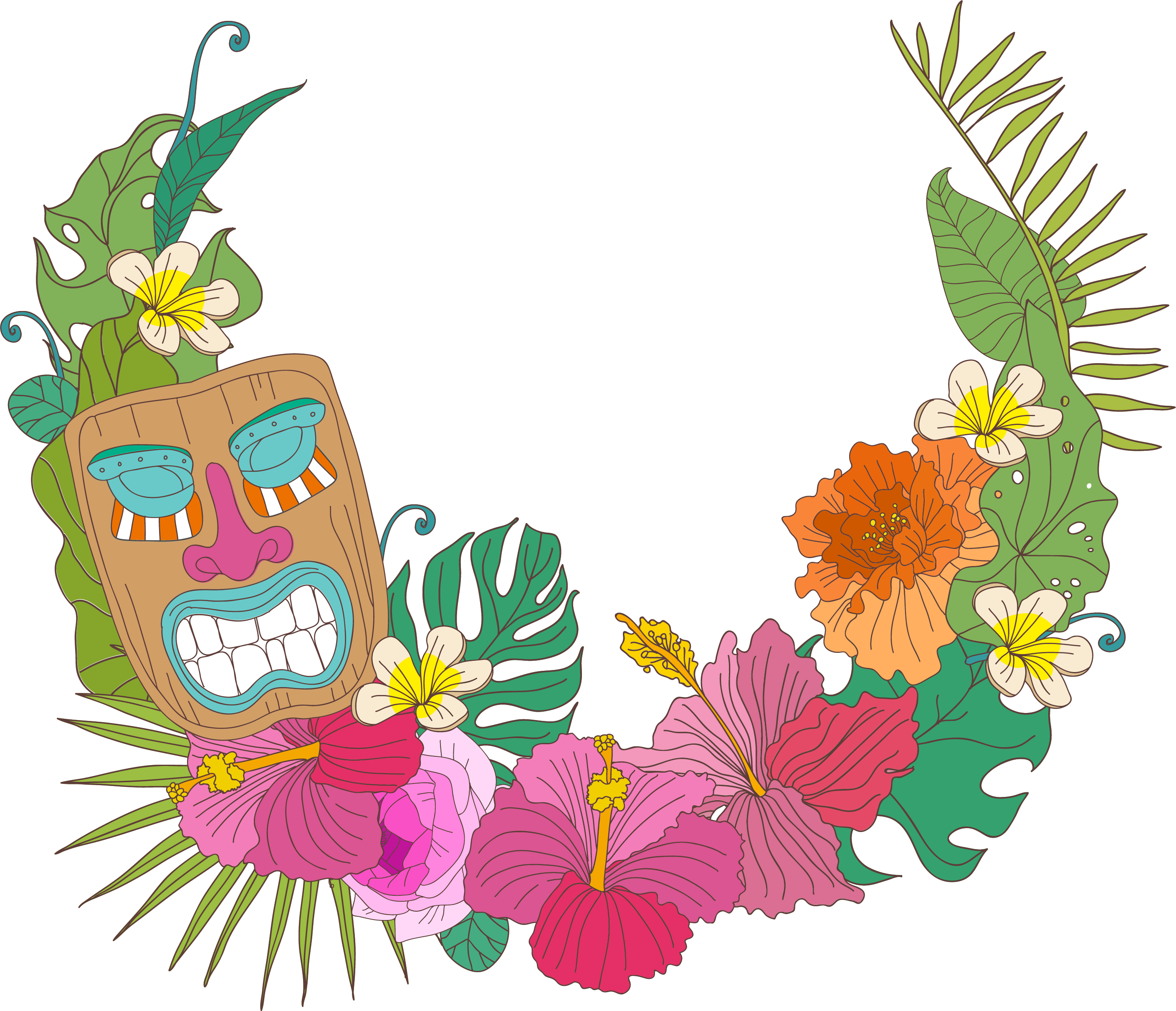 Hawaiian Flowers Decorative Frame - Transparent Hawaiian Flowers (2817x2422)