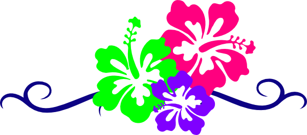 Hawaiian Flower Border Clip Art - Luau Flowers Clip Art (600x265)