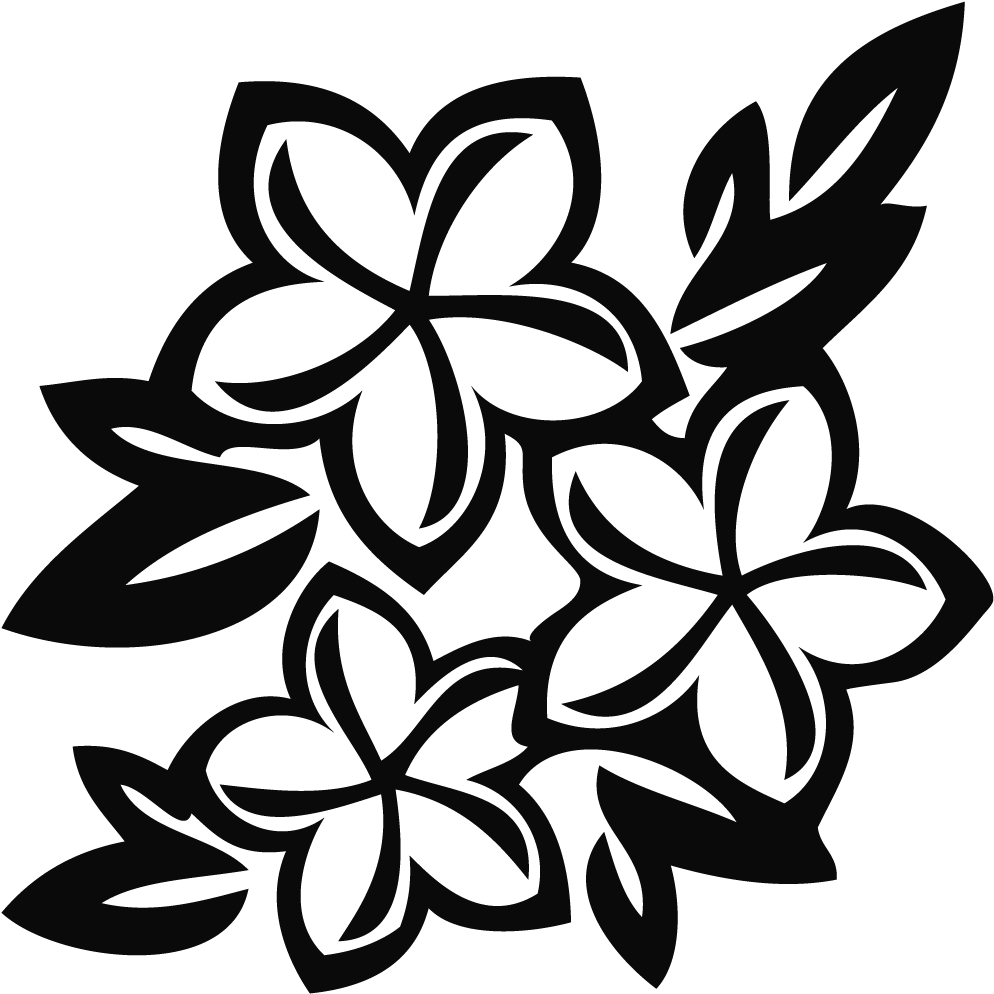 Clipart Black And White Hawaiian Flowers Within Hawaiian - Clip Art Flowers Black And White (1000x1000)