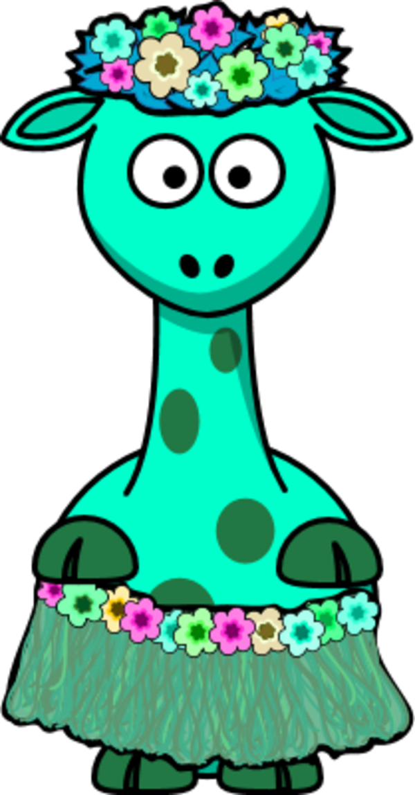 Giraffe Flowers Hula Dress - Cartoon Giraffe (600x1148)