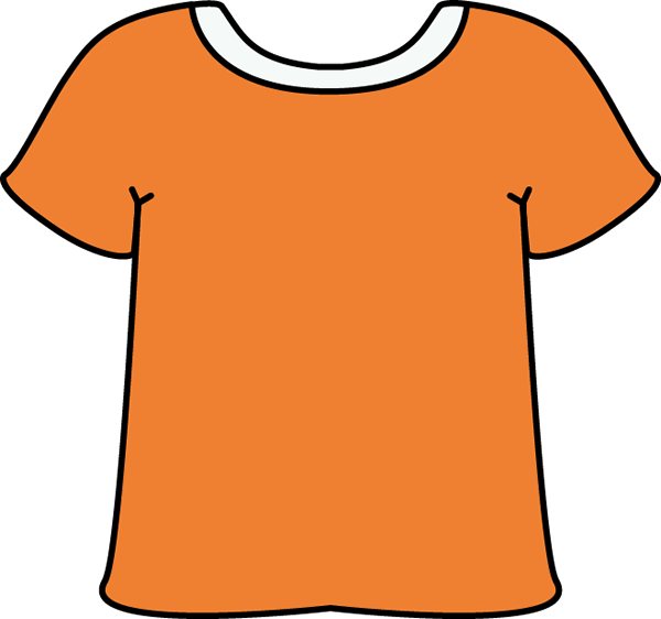 Orange Tshirt With A White Collar Clip Art - Shorts And T Shirt Clip Art (600x562)