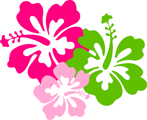 Hawaiian Christmas Tree Clipart - Pink And Green Flowers (600x490)