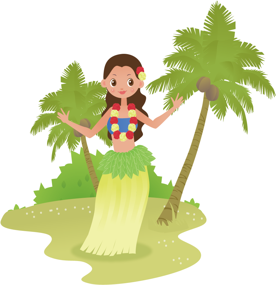 Hawaii Cartoon Hula Ukulele - Hawaii Cartoon Hula Ukulele (1000x1000)