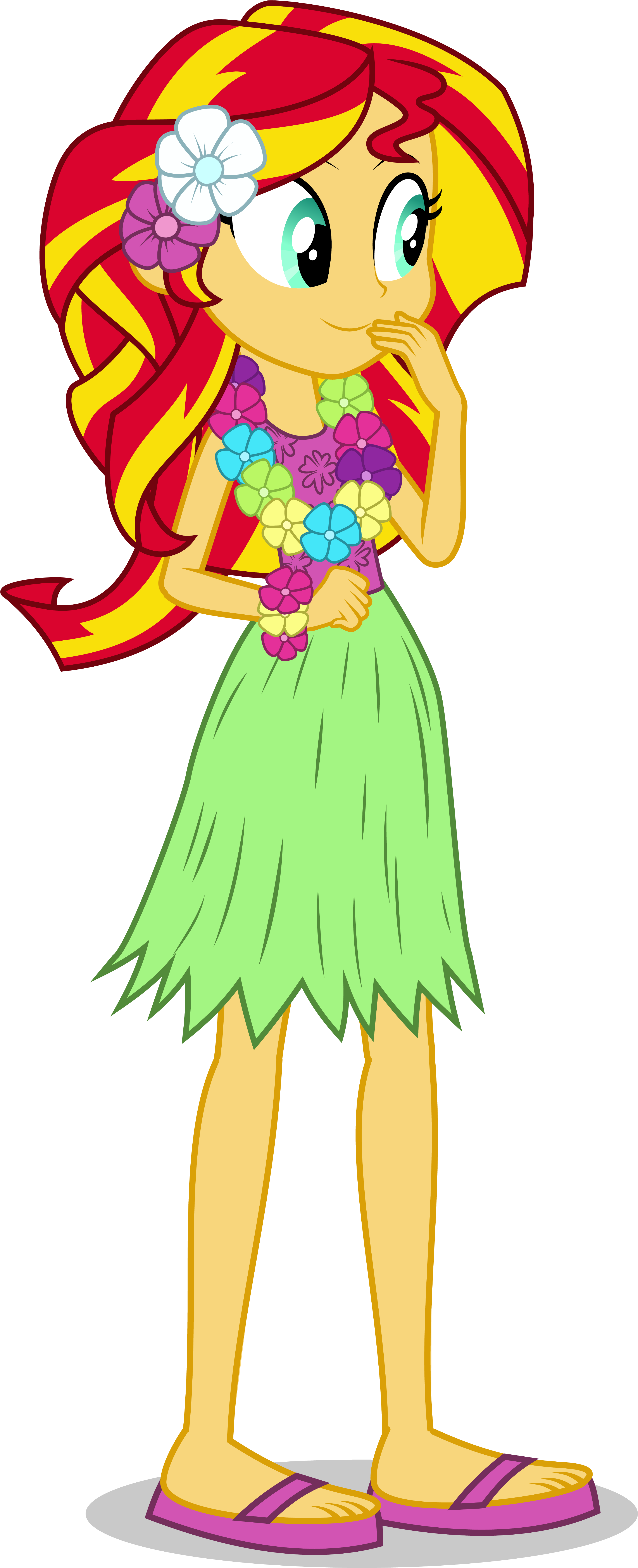Hula Sunset Shimmer Puppet By Mohawgo Hula Sunset Shimmer - Mlp Hawaiian (3300x7533)
